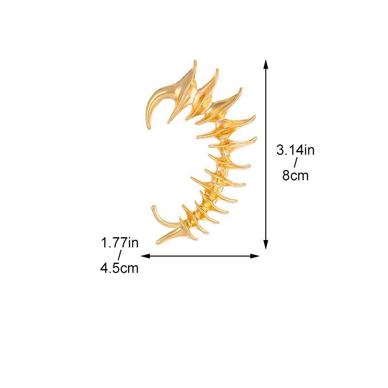 2025 New Punk Ear Clip Skeleton Spike Silver Color Metal Unisex Ins for Women Men Couple Earring Jewelry Gift