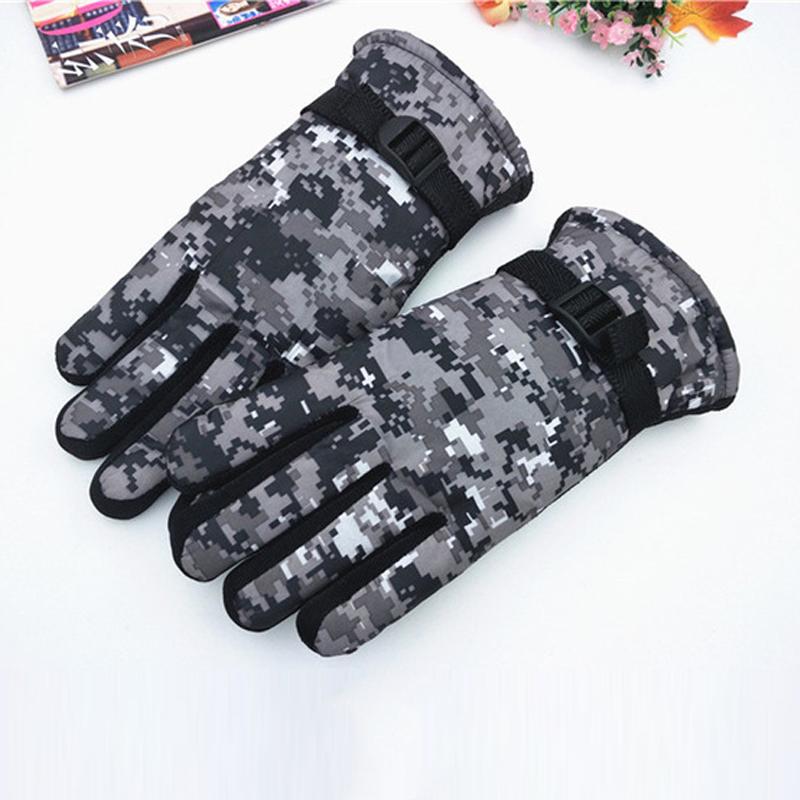 Mens Winter Touch Screen Cycling Windproof Gloves Plush and Thickened Cold and Warm Gloves Ski Camouflage Gloves