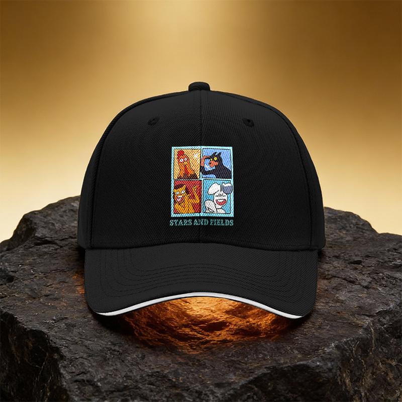 Animal Cartoon Four-Panel Print Unisex Baseball Cap Sandwich Duckbill Sports Hat, Suitable for Daily Commute and Travel