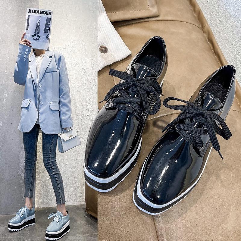 Fashion 2025Women's Thick-soled Sneakers Luxury Leather Casual Shoes Designer Platform Height Increasing Shoes for Women Lace Up Loafers