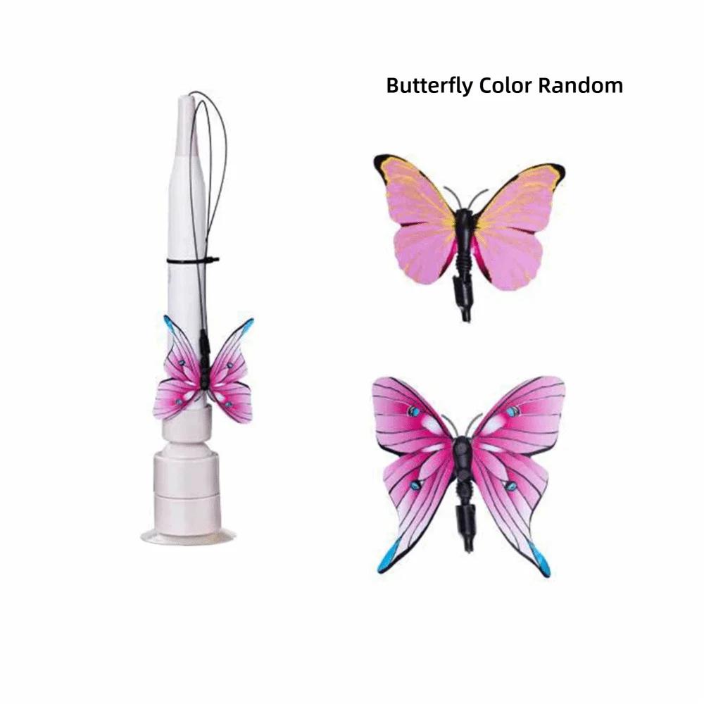 Switchable Butterfly Pattern Cat Teasing Stick Interactive Toy Removable Handle Automatic Cat Teaser 360° Swivel