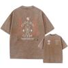 Mens Pure Cotton Washed TShirt Outdoor Casual Distressed Fitness Flame Print Short Sleeved Loose Breathable Sports Top