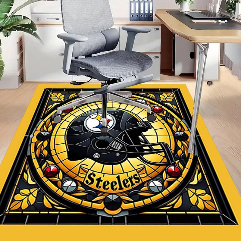 1PC Stained Glass Steelers Non-Slip Floor Carpet Compatible for Office&Living Room&Bedroom&Dining Room - Flat - Weave Machine-S0352