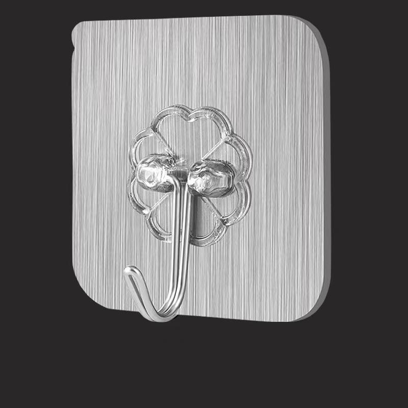 Transparent No-Drill Wall Hooks - Strong Adhesive, Seamless, Load-Bearing for Bathroom and Kitchen
