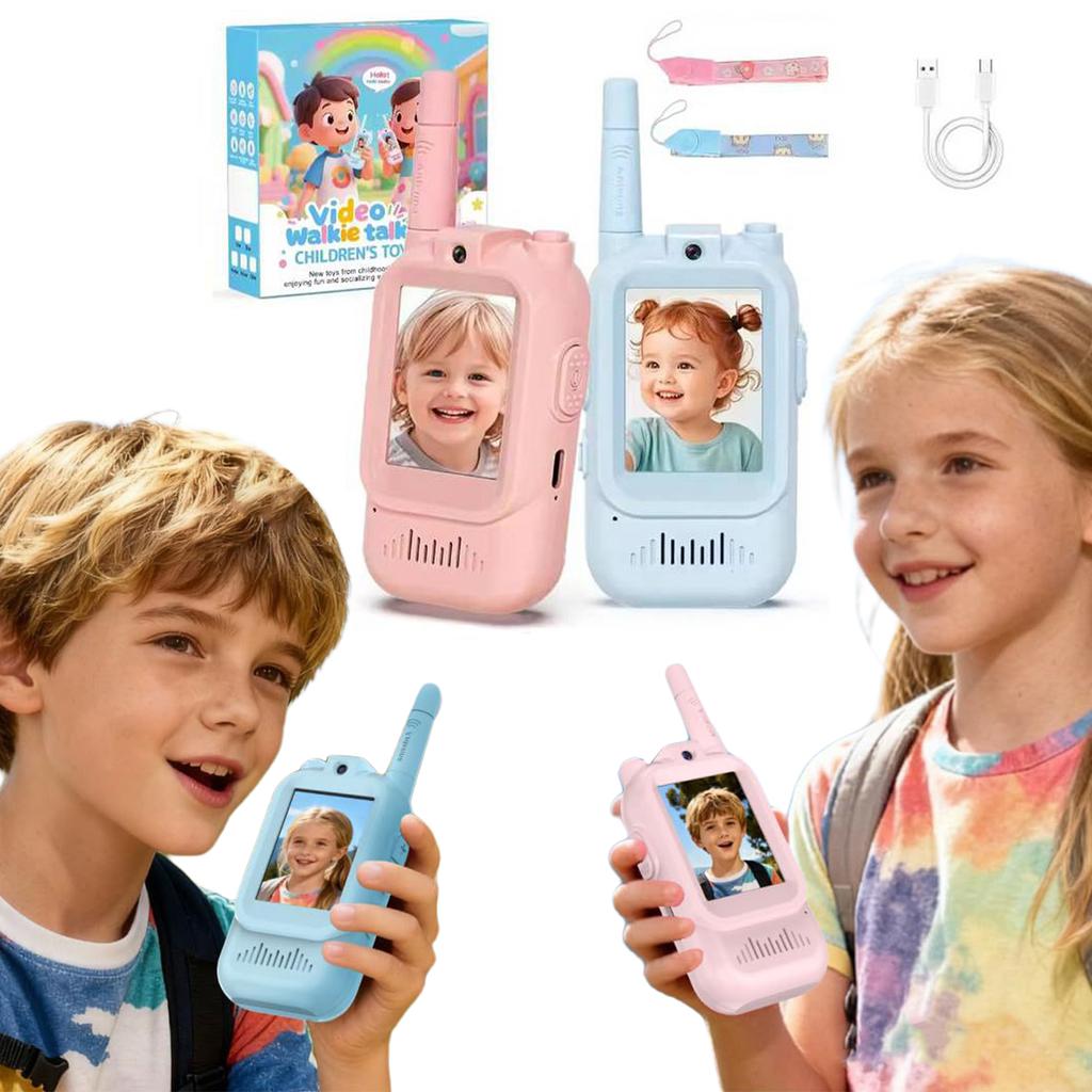 Video Walkie Talkies for Kids 2 Pack Rechargeable Toddler Toys for Indoor Camping Travel Birthday Gfits for Kids Ages 3-12