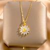 Micro Inlaid Exquisite Sunflower Necklace, Female Niche Design, Light Luxury Collarbone Chain Temperament, Versatile Accessory