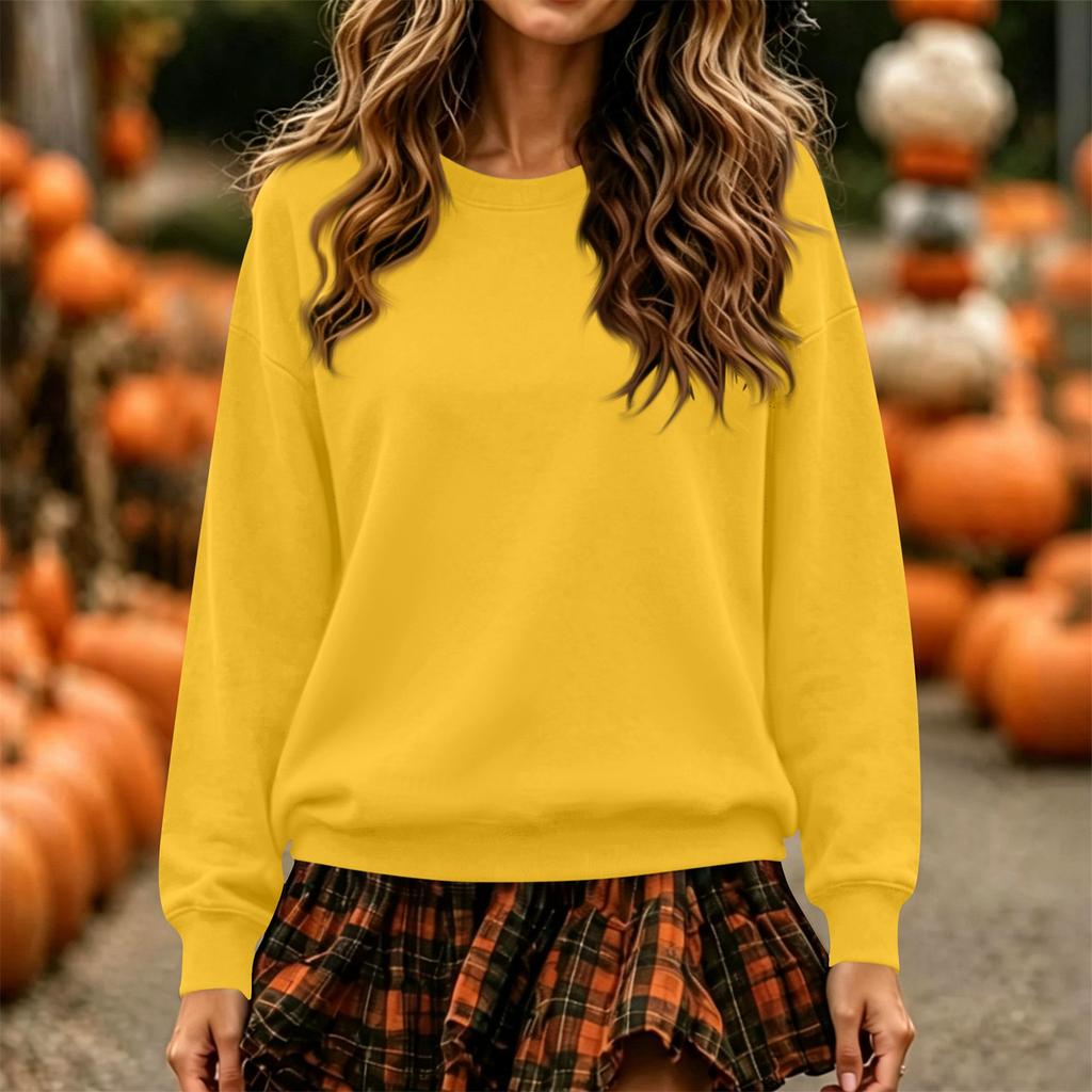 Women's Plus Size Loose Fit Neck Pullover Sweatshirt in Color for Everyday Casual Wear