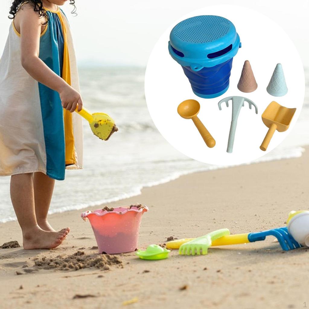 Kids Beach Toys Playset Portable Summer Outing Sandbox Toy Foldable Bucket for Children Boys
