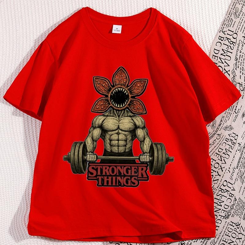 Demogorgon Weightlifting Stronger Things T Shirt Men Funny Gym and Fitness Training Tshirt Casual Round Neck Cotton Clothing S