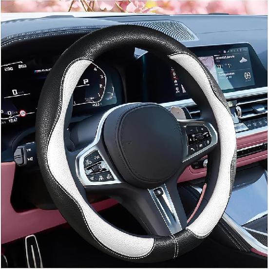SuperKaKa Car Steering Wheel Cover 2025, Universal Auto PU Cute Breathable Slip-Proof Comfort Imitation Leather Protector Cars Interior Accessories