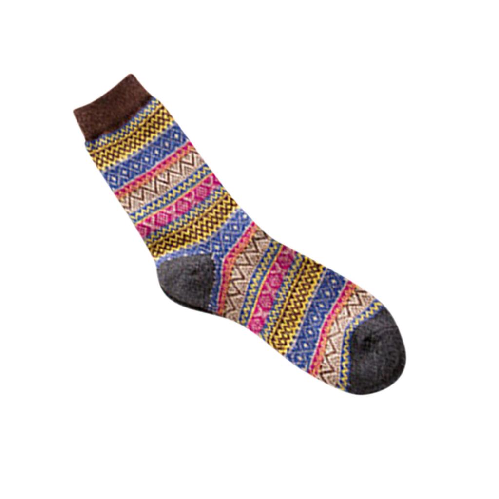 Lot de 1 chaussettes d'hiver chaudes en laine épaisse de style vintage pour femme