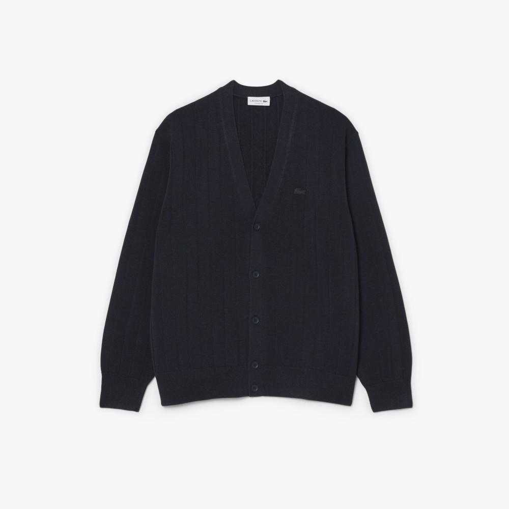 [lacoste] Men's PARIS PACK Ribbed V-Neck Cardigan AH1039-56G350