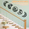 5Pcs Moon Phase Wall Hanging Decor Art Above Bed 10.6" H Boho Moon Phase Wood Wall Pediment Ornament for Living Room Bedroom