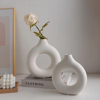 Vase, kreisförmig, hohl, Keramik, Blumenvase für Zuhause, Wohnzimmer, Dekoration, Zubehör, Inneneinrichtung, Büro, Schreibtisch, Dekor, Geschenk