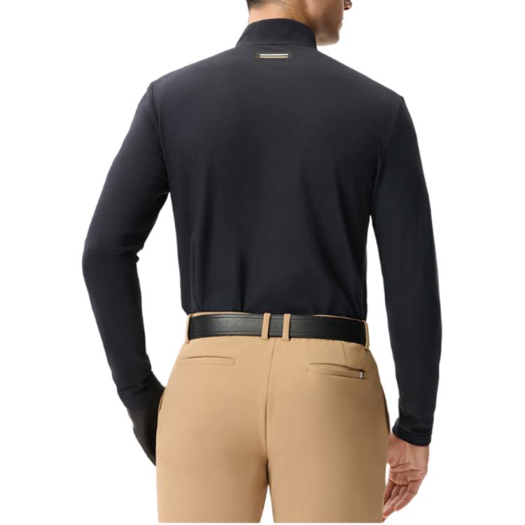 Fila Minimalist Daily Half-Zip Long Sleeve T-Shirt Men Tops Deep-Black A11M515205FBK