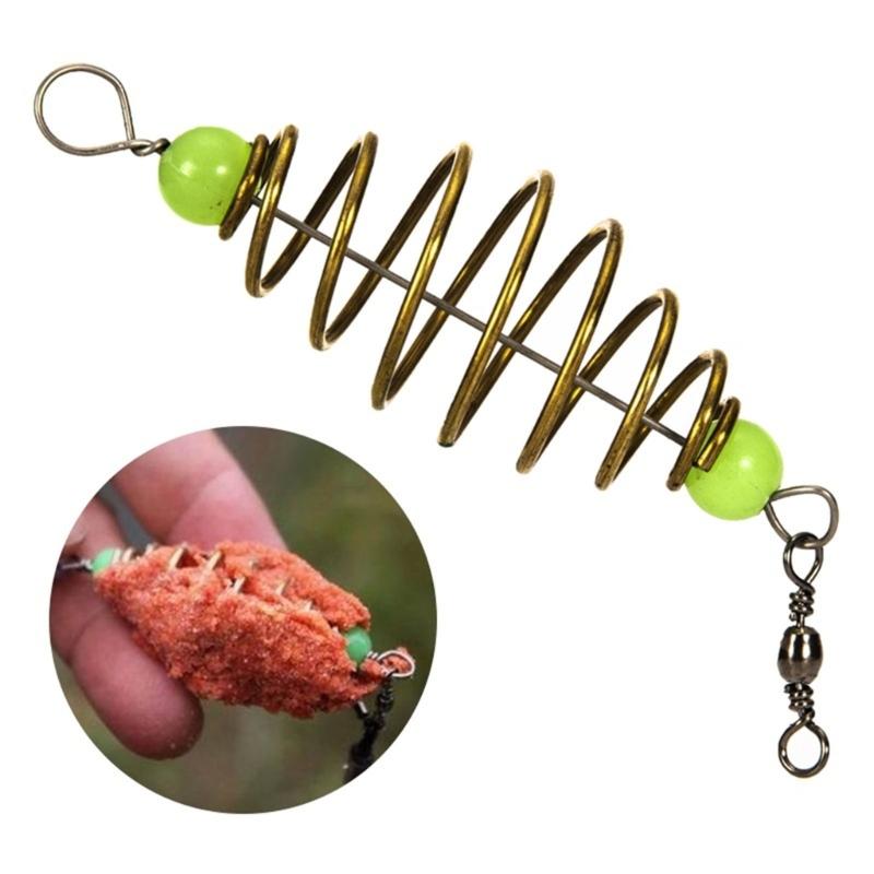 20Pcs Fishing Tackle Baits Holder Feeder Fishing Tool Fishing Spring Baits Cage Set Glowing Fishing Feeder Baits Cage