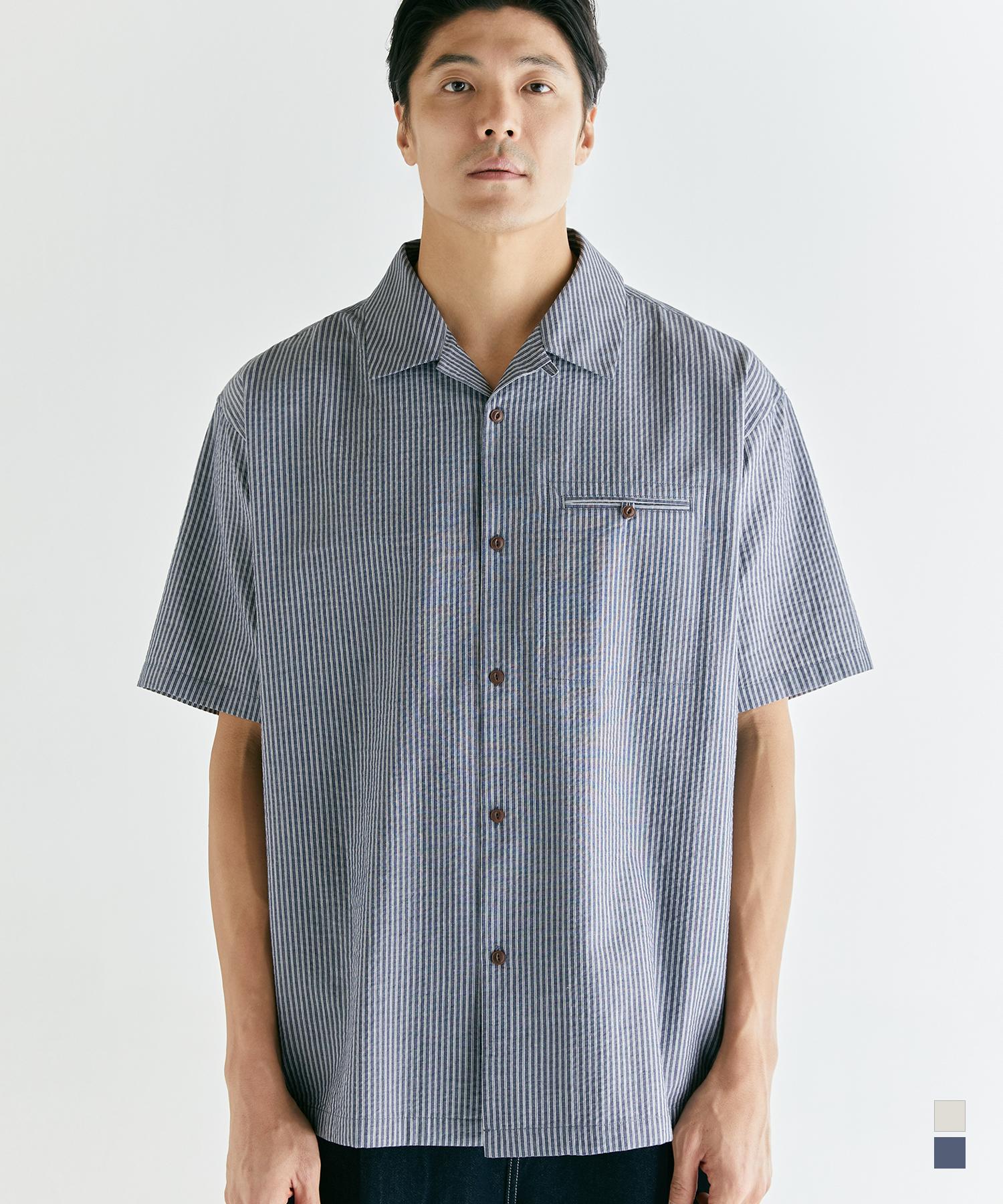 Buboom [Plus Size] Urban Stripe Open Shirt Blue/2_Xxl(115~125)
