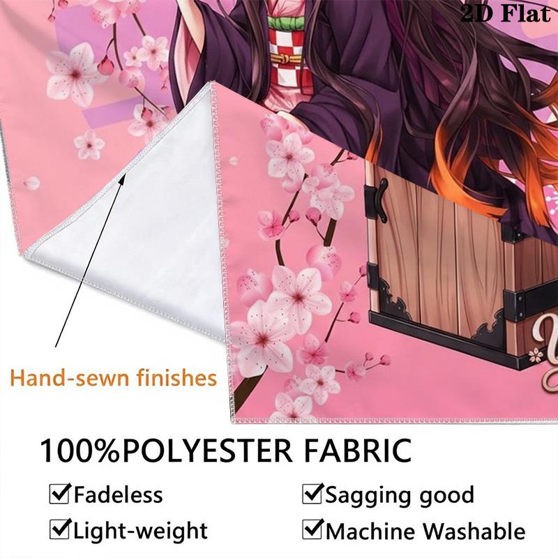 Name Custom Nezuko Wall Tapestry Aesthetic Wall Hanging Printed Fabric Blanket Decorative Tapestries for Bedroom Living Room Home Decor