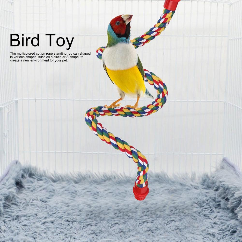 Colorful Hanging Cotton Rope Bird Standing Frame Comfortable Parrot Chewing Climbing Grinding Rod