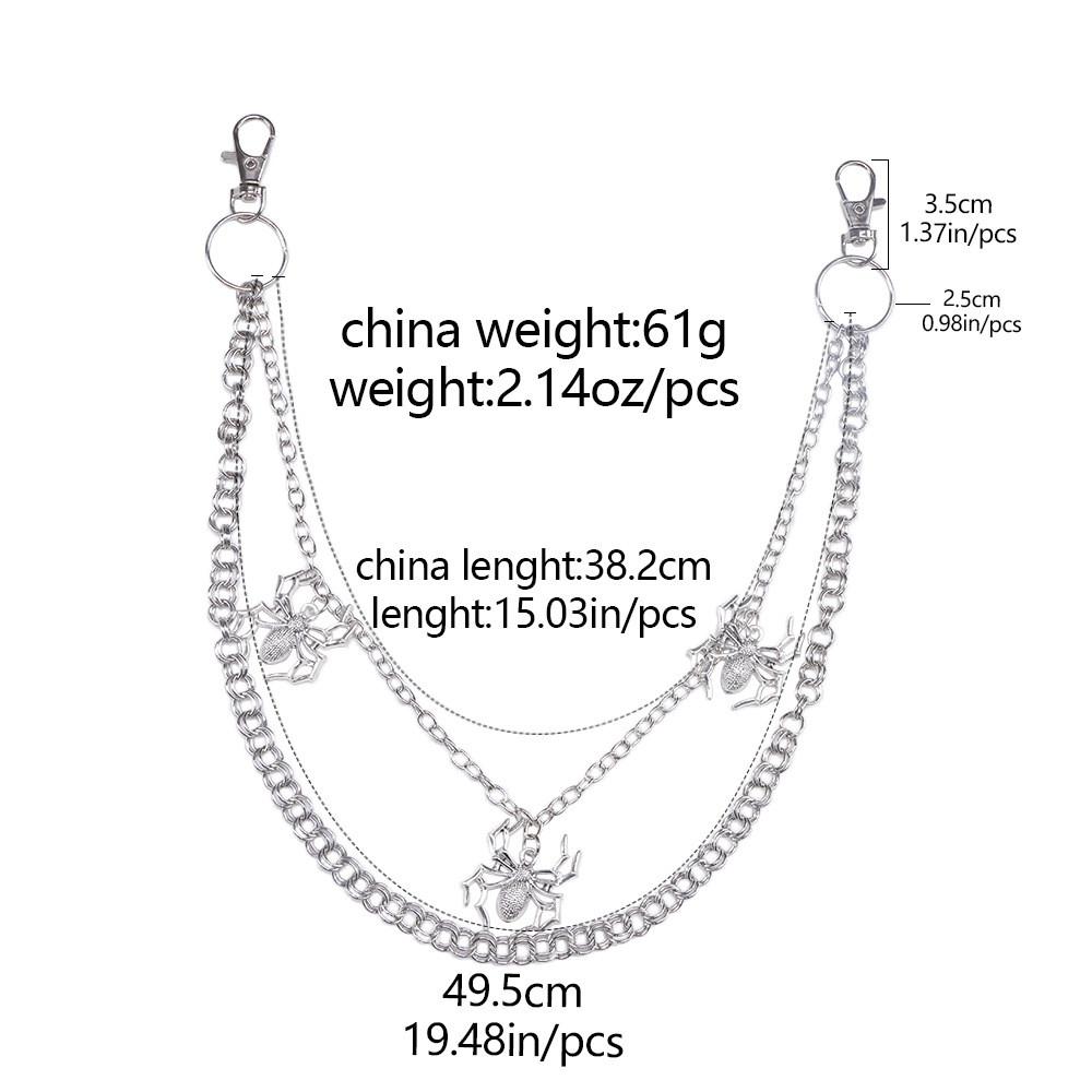 Punk Metal Double Ring Waist Chain With Lobster Clasp For Men And Women