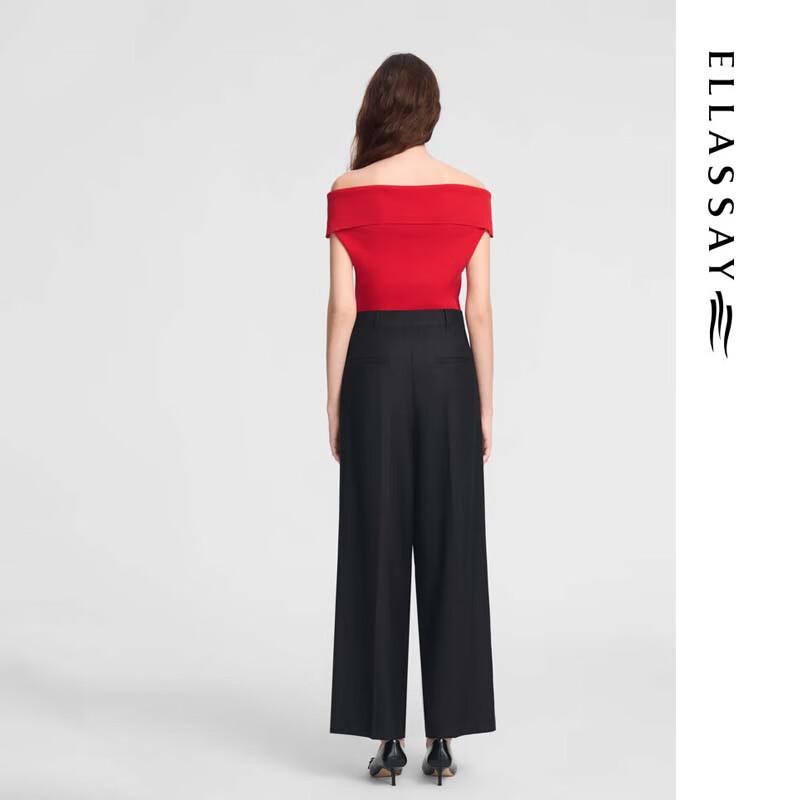 ELLASSAY Women's High-Waisted Pleated Wide-Leg Trousers