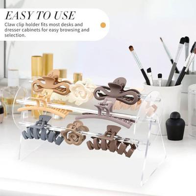 Acrylic Claw Clip Organizer 360 Degree Rotation Simple Installation Elegant Hair Clip Display Storage