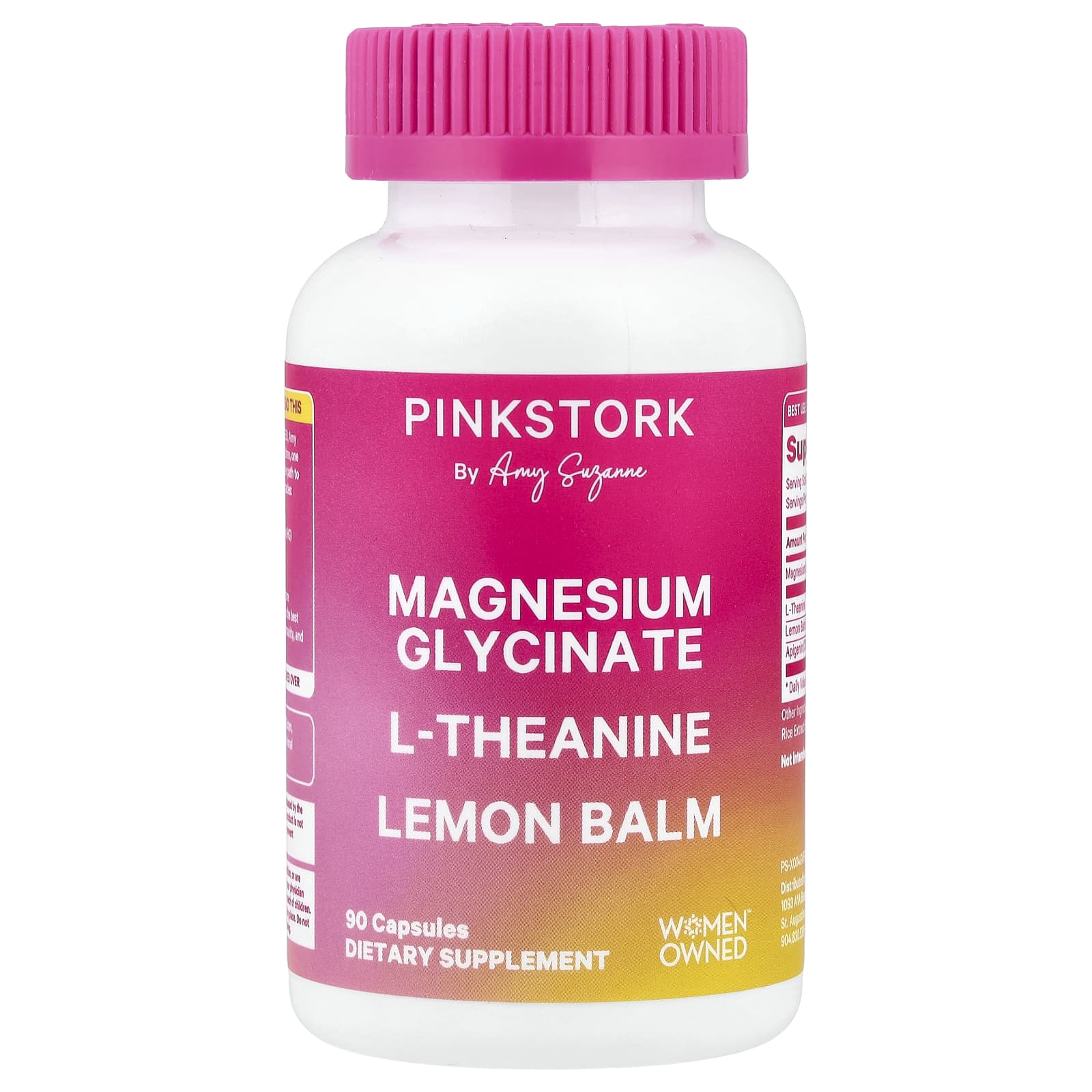 

Pink Stork, Magnesium Glycinate, L-Theanine, Lemon Balm, 90 Capsules