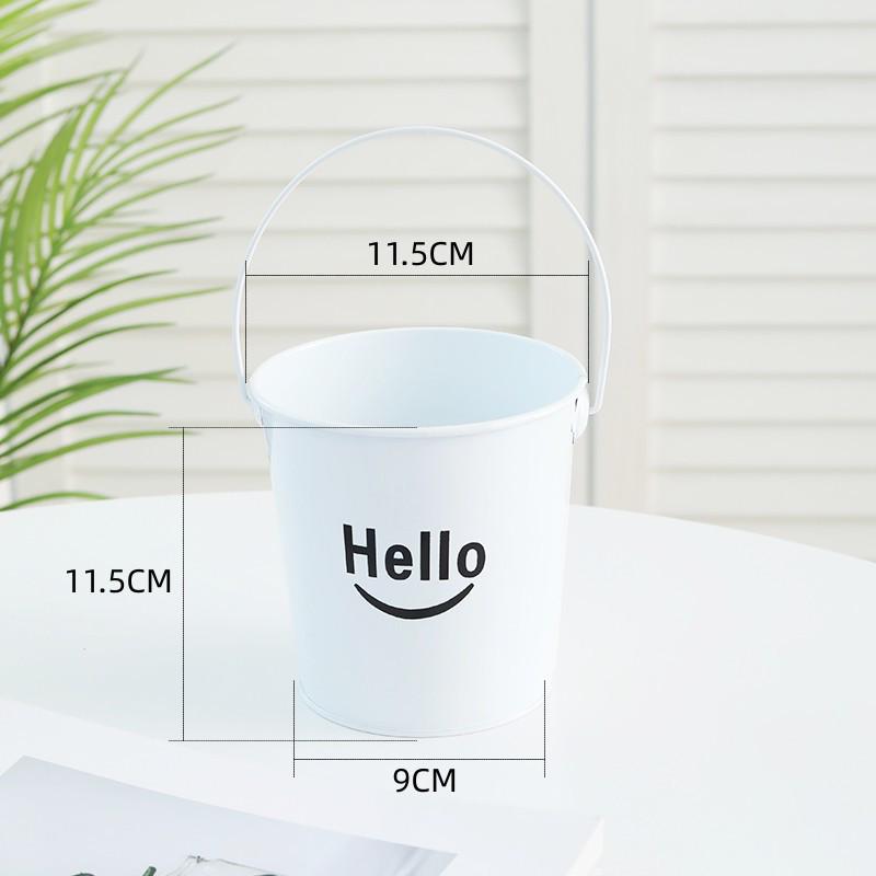 

Hello Tinplate Small Desktop Bucket: Paint Brush Holder, French Fry Cup, Fried Chicken Basket, Bar Ice Bucket