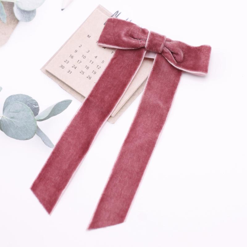 Lystrfac Vintage Schwarzes Samt Schleife Haarspangen für Frauen Langes Band Haarnadel Einfache Top-Klammer Damen Haarklammern Haaraccessoires