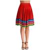 Womens Flamenco Dance Skirt Colorful Stripe Hem Elastic Waistband Folk Dancing Stage Performance Costume
