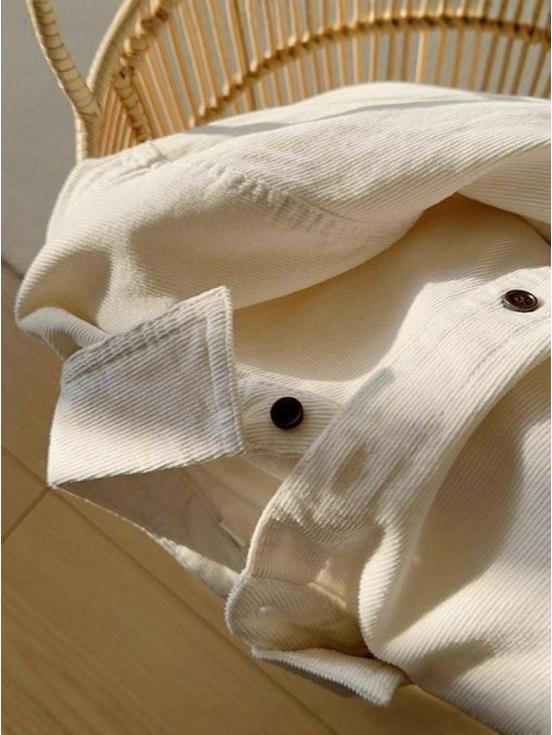 Women's Retro Corduroy Shirt Jacket: Spring/Autumn Loose Casual Long Sleeve Layering Top