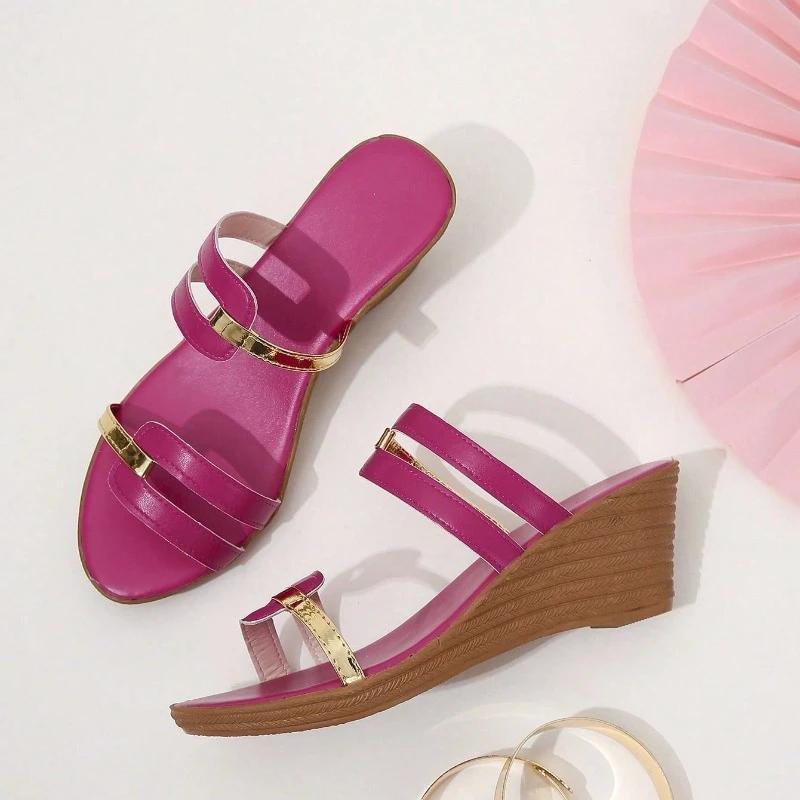 Fashion Fashion Women's Sandals Open Toe Narrow Strap Designer Womens Shoes 2025 Summer Casual Leather Thick Sole Wedge Ladies Slippers