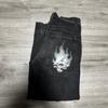 Herren Y2K Harajuku Hip Hop Gerade geschnittene Jeans mit Totenkopf-Print Mittelhoher Bund Leichte Dehnung Gewaschene Baumwolle
