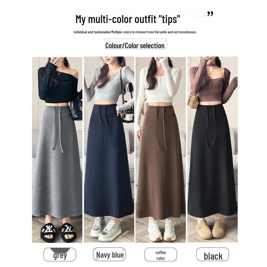 Autumn 2026 Casual Drawstring High Waist Slimming Slit Pencil Skirt