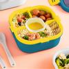 2-warstwowy plastikowy pojemnik na lunch na sałatkę, bezpieczny do mikrofalówki, przenośny, na owoce, redukujący tłuszcz