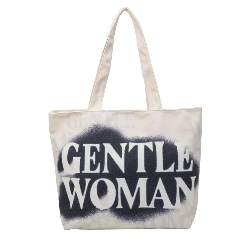 Canvas bag 2025 new large-capacity color printed portable shoulder bag