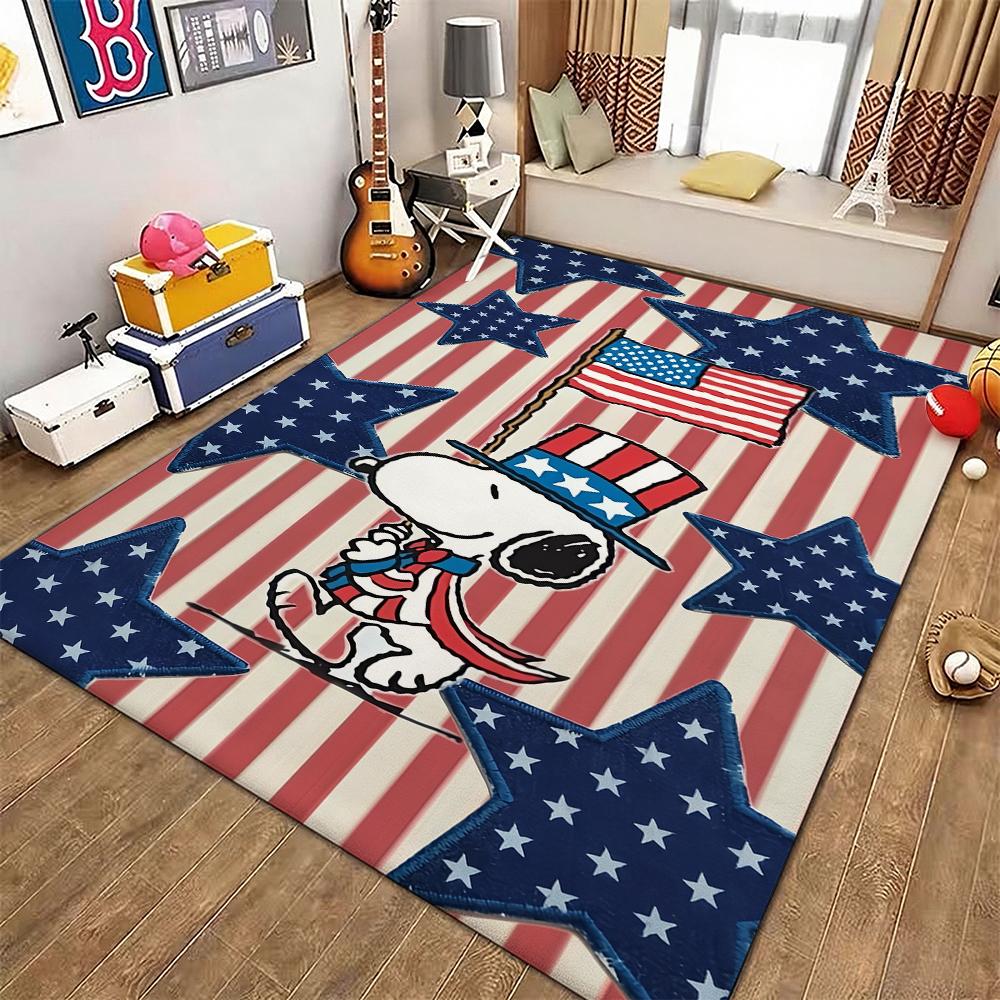 Snoopy Patriotic Parade Theme Rug Durable Stainresistant Easyclean Carpet For Kids Bedroom Play Area Home Party Decor Christmas Gift