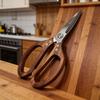 Heavy Duty Wood Handle Kitchen Scissor Sharp Non-Slip Kitchen Shear Stainless Steel Ergonomic Handle Ramen Scissor Vegetable