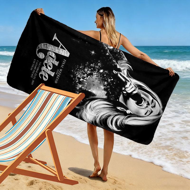 Adele Forever Print Beach Towel, Large Soft Quick Dry Towel for Beach Camping Swimming