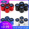 Car Sticker 4Pcs/Set Car Wheel Tire Valve Caps Metal Stem Cover For Ford Escape Kuga Mondeo Ecosport Fiesta Focus 2 3 MK1 MK2 Fu