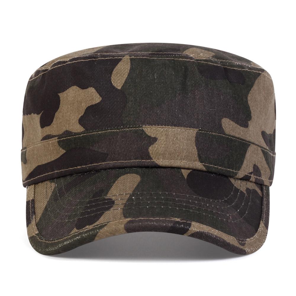 Vintage Flat Top Cap Sun Hat Camouflage Military Cap Outdoor Sunscreen Sports Hat Washable Cotton Baseball Cap Casual Men Hat