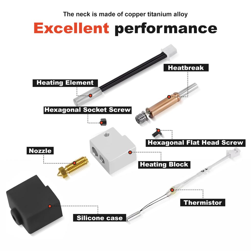 For Anycubic Cobra 3 Hotend Kit New Upgrade Hotend For Anycubic Cobra 3 Metal Hotend 3D Printer Brass Hardened Steel Nozzle