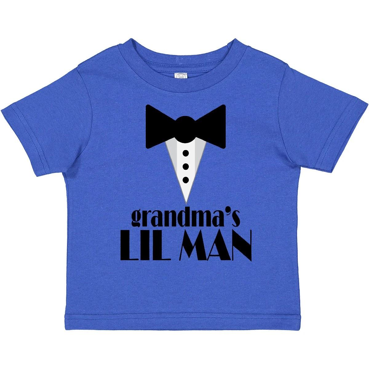 Inktastic Grandma s Lil Man Toddler kids boys T-Shirt Childs Tuxedo Bow Tie Kids Child Kid 120