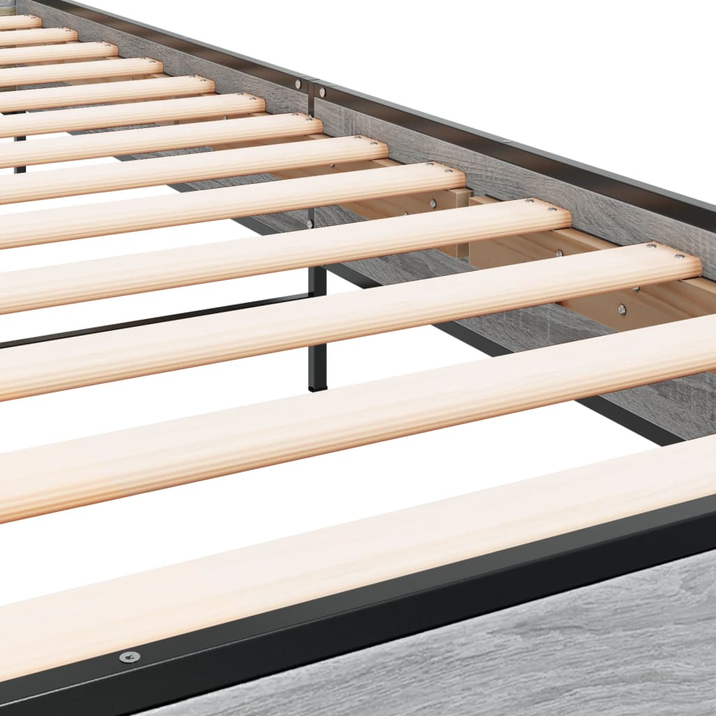 Bed Frame Gray Sonoma 75x190 cm Particleboard and Metal