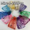 100pcs Organza Gift Bags with Small Drawstring Pouch, Grass Green, Moon Star, Wedding Packaging, Jewelry Storage Bags