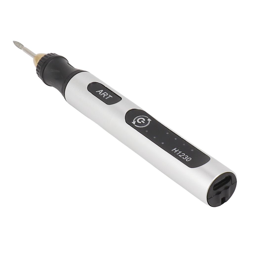 Portable Electric Engraving Tool Cordless Rotary Tool Non Slip Silver USB 4.2V 300mAh Engraving Pen for Metal Glass Wood