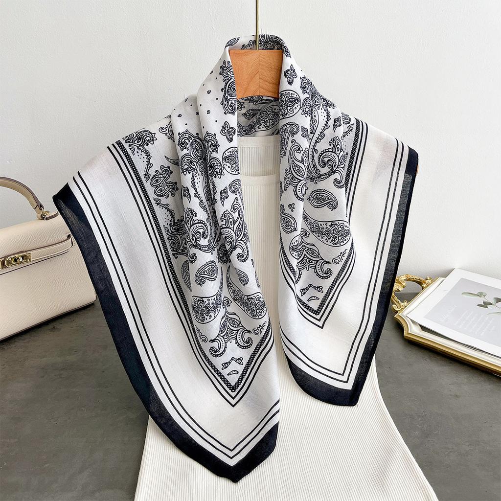 Spring and Autumn New Korean Small Square Scarf Women's 71 Cotton and Linen Versatile Small Scarf Neck Shirt Decorative Silk Scarf