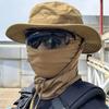 2Pcs/Set Wide-Brimmed Hat Balaclava Mixed Set Men Sunscreen Boonie Cap Outdoors Hiking Camping Fishing Hat Sun Hat Fisherman Hat