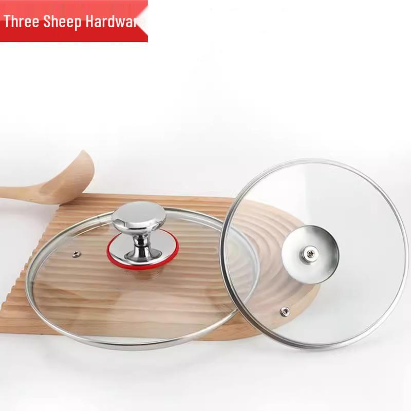 

32cm Transparent Tempered Glass Wok Lid, High Temp Resistant Non-stick Cooking Pot Cover