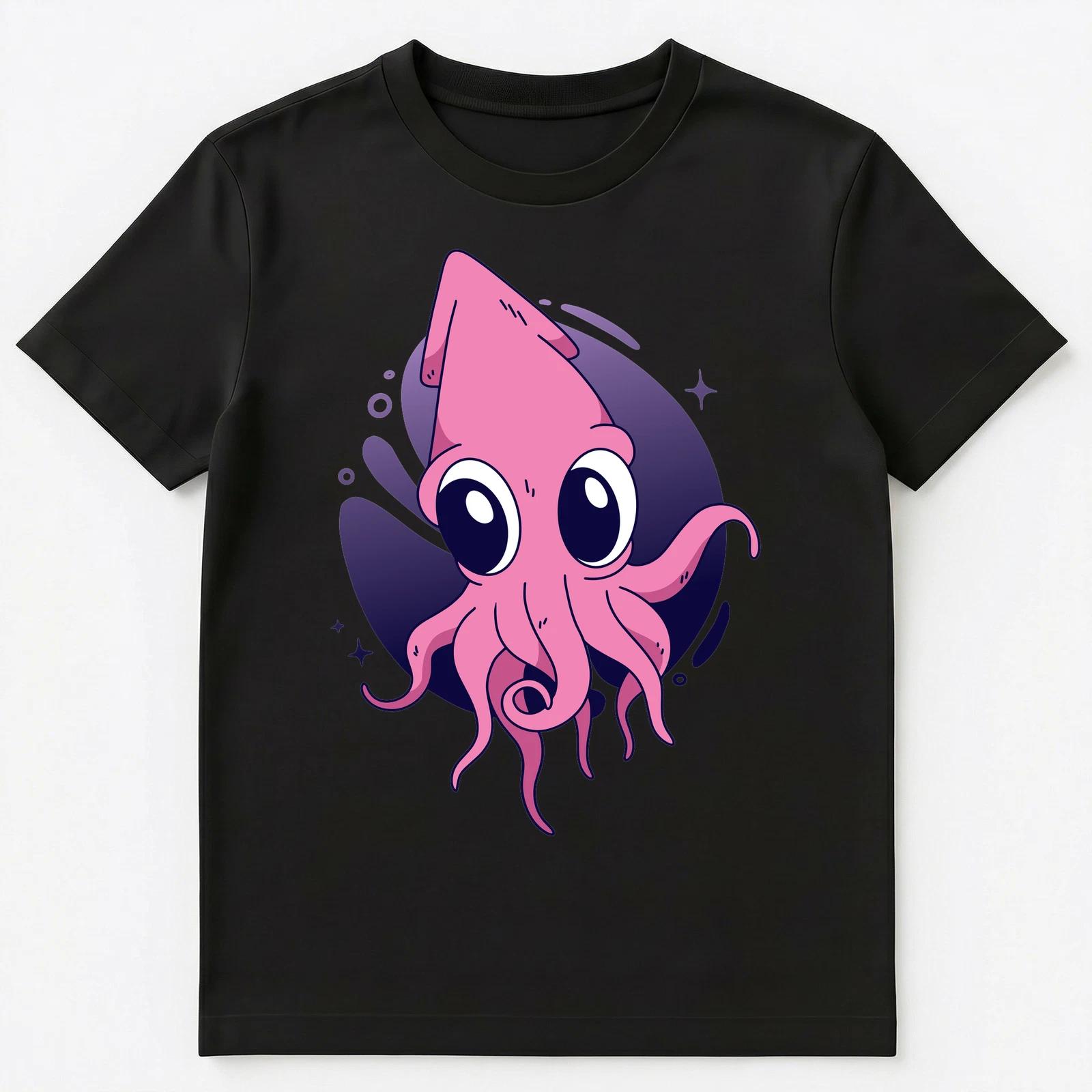 Cute Pink And Purple Squid Unisex T-Shirt M